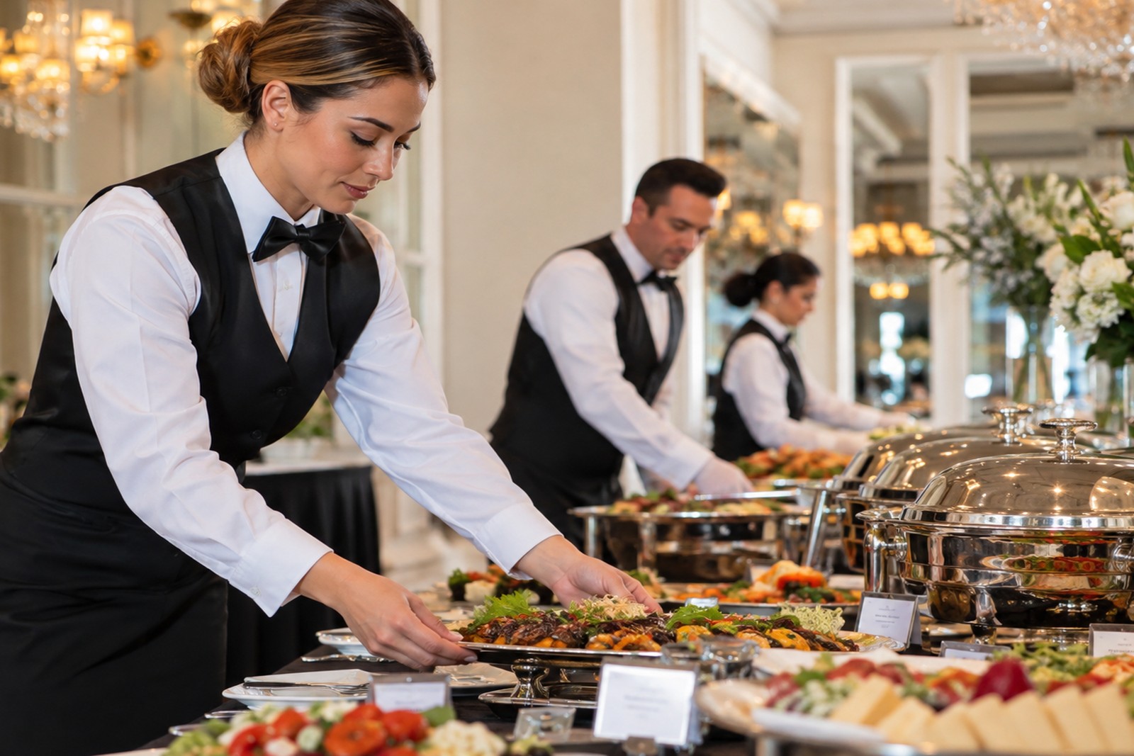 Banquet and catering hospitality service in an elegant event venue